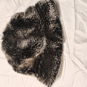 Luxurious Faux Fur Women's Hat - Black and Gray